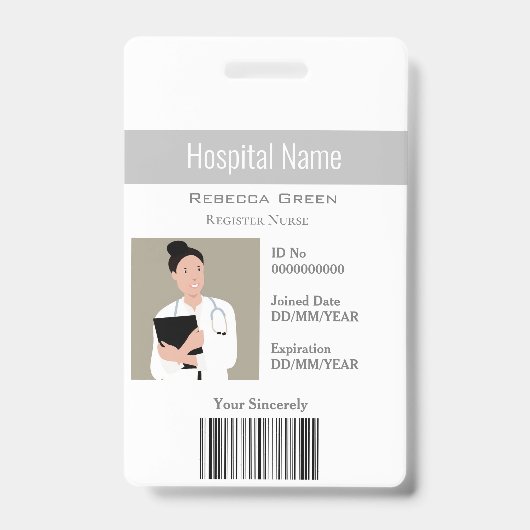 Aangepaste naam van barcode-ID voor werknemersfoto Badge (Voorzijde)