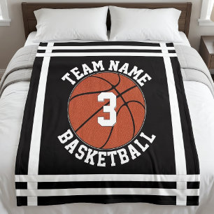 Aangepaste naam van basketbalteam en speler nummer fleece deken