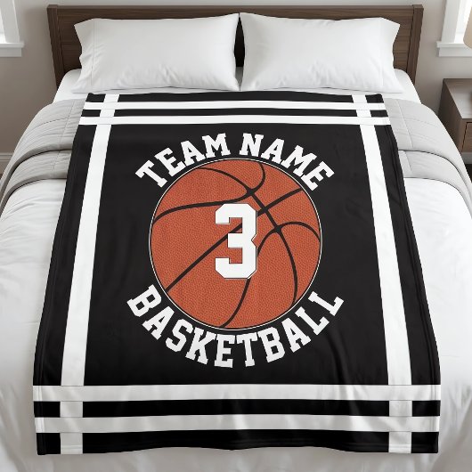 Aangepaste naam van basketbalteam en speler nummer fleece deken
