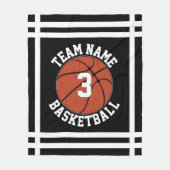 Aangepaste naam van basketbalteam en speler nummer fleece deken (Voorkant)