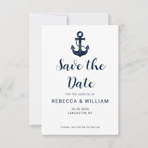 Aangepaste naam van boot anker Nautical Save The Date