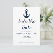 Aangepaste naam van boot anker Nautical Save The Date (Staand voorkant)