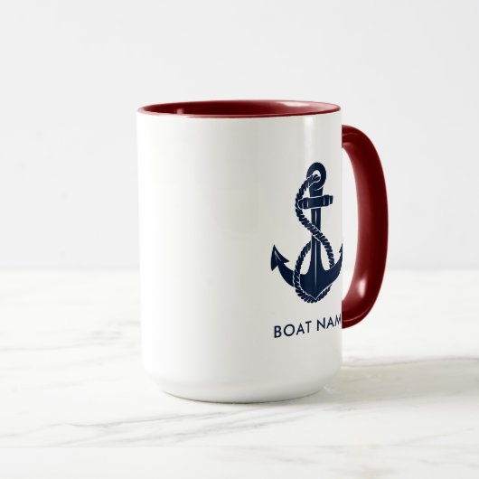 Aangepaste naam van boot met nautisch anker mok (Voorkant rechts)