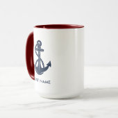 Aangepaste naam van boot met nautisch anker mok (Voorkant links)