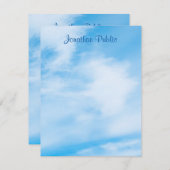 Aangepaste naam van Calligrafiescript Blue Sky Notitiekaartje (Voorkant / Achterkant)