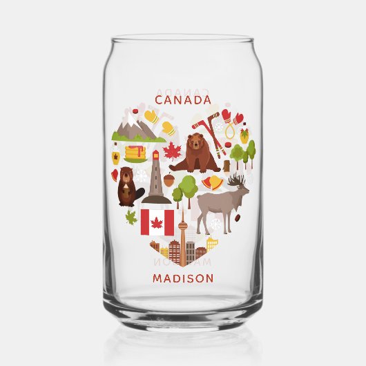 Aangepaste naam van Canadian Love Blikvorm Glas (Voorkant)