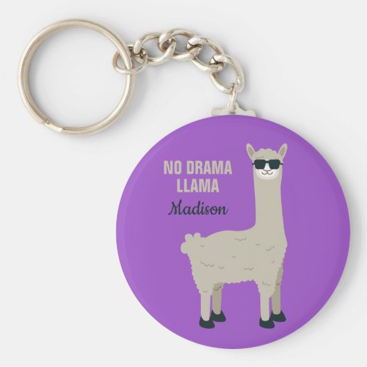 Aangepaste naam van Cool Llama en kleurenkleutkete Sleutelhanger (Voorkant)