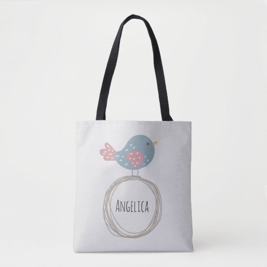 Aangepaste naam van Cute Bird Tote Bag (Voorkant)
