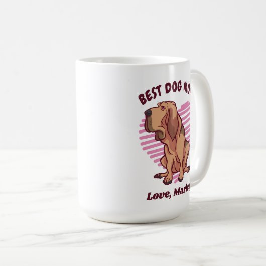 Aangepaste naam van Cute Bloodhound Dog mama Koffiemok (Voorkant rechts)