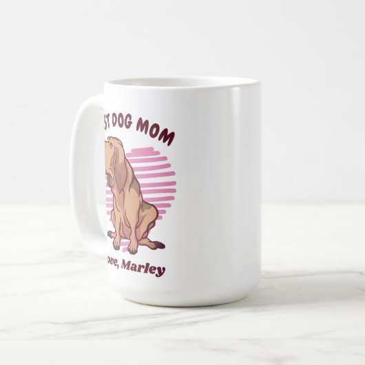 Aangepaste naam van Cute Bloodhound Dog mama Koffiemok (Voorkant links)
