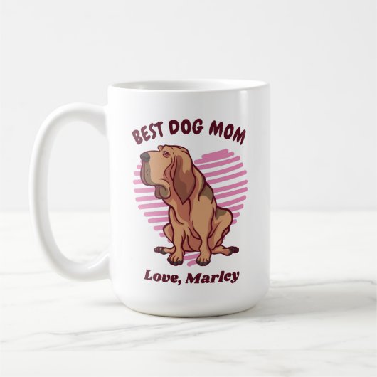 Aangepaste naam van Cute Bloodhound Dog mama Koffiemok (Links)