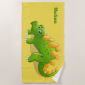 Aangepaste naam van Cute Dinosaur en kleurenhanddo Strandlaken (Voorkant)