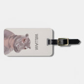 Aangepaste naam van Cute Hippo Bagagelabel (Voorkant horizontaal)