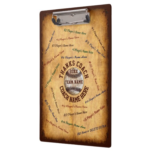 Aangepaste naam van de Baseball Coach Clipboard Pl Klembord (Links)