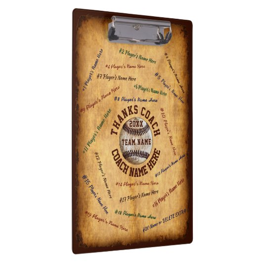 Aangepaste naam van de Baseball Coach Clipboard Pl Klembord (Rechts)