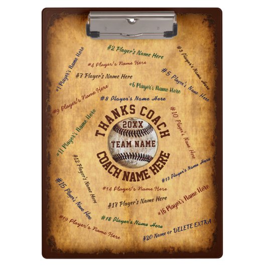 Aangepaste naam van de Baseball Coach Clipboard Pl Klembord (Voorkant)