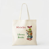 Aangepaste naam van de Cute Girl Library Book Bag Tote Bag (Voorkant)