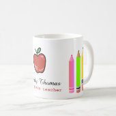 Aangepaste naam van de docent Apple en Potcil Koffiemok (Voorkant rechts)