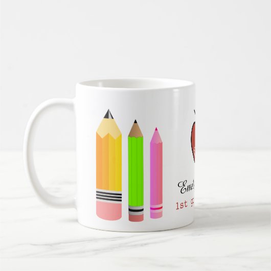 Aangepaste naam van de docent Apple en Potcil Koffiemok (Links)