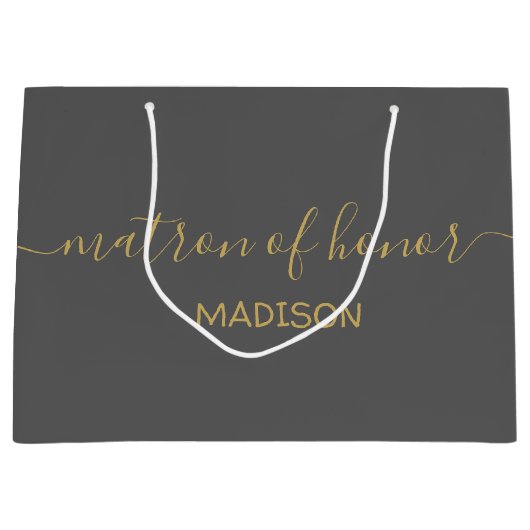 Aangepaste naam van de getuige in roze goud schrif groot cadeauzakje (Voorkant)
