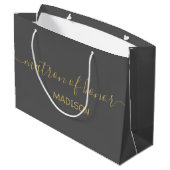 Aangepaste naam van de getuige in roze goud schrif groot cadeauzakje (Achterkant Gekanteld)