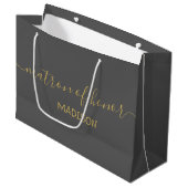 Aangepaste naam van de getuige in roze goud schrif groot cadeauzakje (Voorkant Gekanteld)