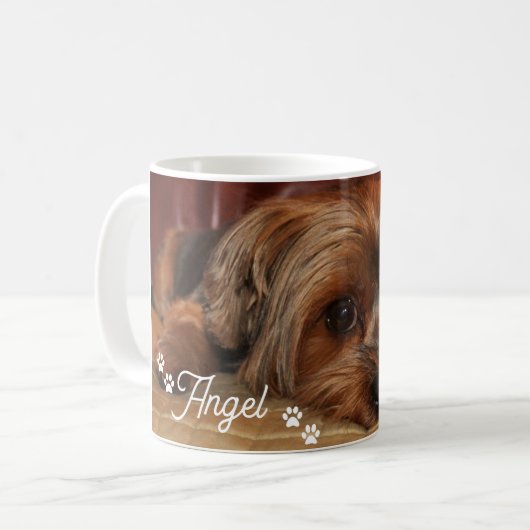 Aangepaste naam van de hond Cute Yorkshire Terrier Koffiemok (Voorkant links)