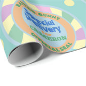 Aangepaste naam van de paashaas Blauwgroen & Geel Cadeaupapier (Rol Hoek)