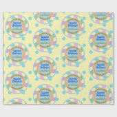 Aangepaste naam van de Paashaas Geel & Blauw Cadeaupapier (Vlak)