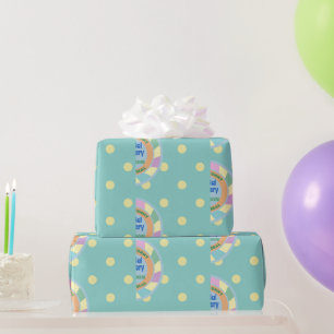 Aangepaste naam van de paashaas Teal & Geel Cadeaupapier