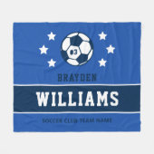 Aangepaste naam van de Royal Navy Blue Soccer Play Fleece Deken (Voorkant (Horizontaal))
