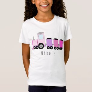 Aangepaste naam van de roze locomotief voor meisje t-shirt