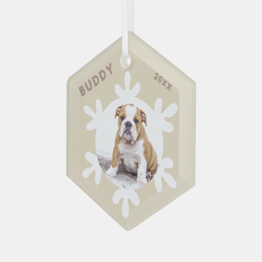 Aangepaste naam van dog-pen Fotosnowflakes Glas Ornament (Voorkant links)