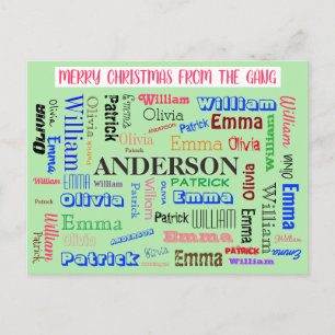 Aangepaste naam van familie Aangepaste Word Cloud Briefkaart
