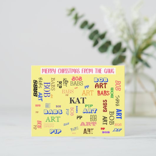 Aangepaste naam van familie Aangepaste Word Cloud Briefkaart (Staand voorkant)