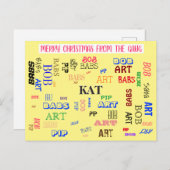 Aangepaste naam van familie Aangepaste Word Cloud Briefkaart (Voorkant / Achterkant)