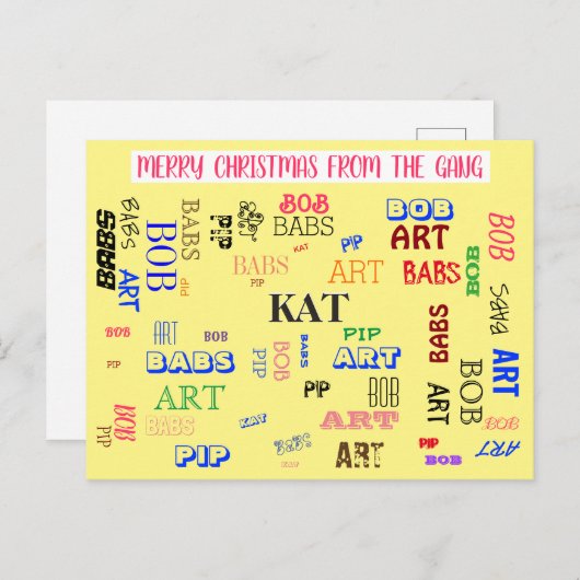 Aangepaste naam van familie Aangepaste Word Cloud Briefkaart (Voorkant / Achterkant)