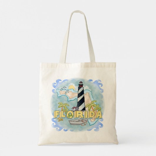aangepaste naam van Florida Lighthouse Tote Bag (Achterkant)