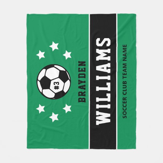 Aangepaste naam van Groene Voetbalspeler Fleece Deken (Voorkant)