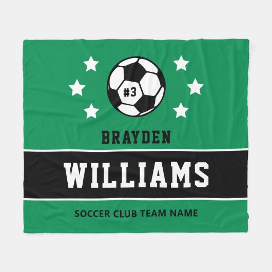 Aangepaste naam van Groene Voetbalspeler Fleece Deken (Voorkant (Horizontaal))