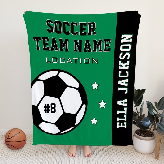 Aangepaste naam van Groene Voetbalspeler Fleece Deken