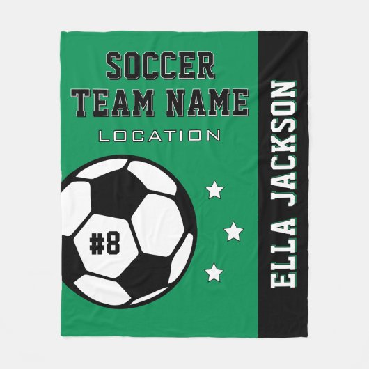 Aangepaste naam van Groene Voetbalspeler Fleece Deken (Voorkant)