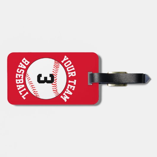Aangepaste naam van het Baseball-team, afspeelnumm Bagagelabel (Achterkant horizontaal)