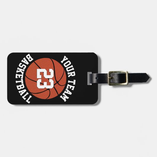 Aangepaste naam van het Basketbalteam, afspeelnumm Bagagelabel (Voorkant horizontaal)