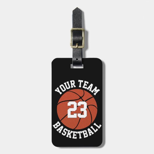Aangepaste naam van het Basketbalteam, afspeelnumm Bagagelabel (Voorkant verticaal)