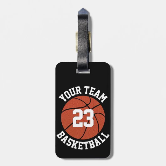 Aangepaste naam van het Basketbalteam, afspeelnumm Bagagelabel (Achterkant verticaal)