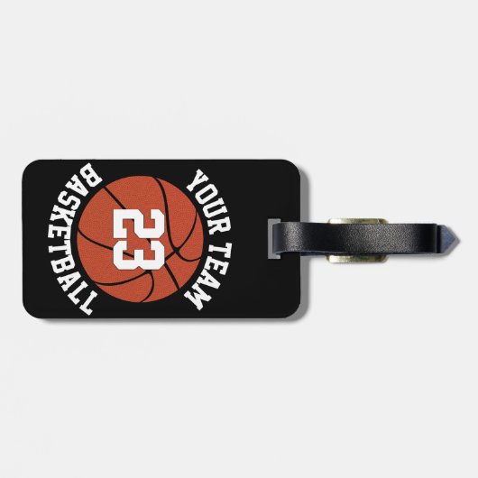 Aangepaste naam van het Basketbalteam, afspeelnumm Bagagelabel (Achterkant horizontaal)