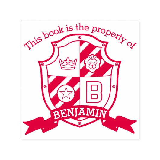 Aangepaste naam van het boek Letter B crest book k Zelfinktende Stempel (Design)