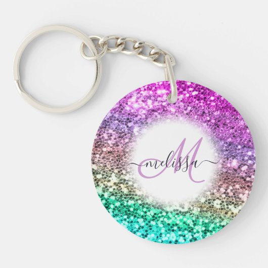 Aangepaste naam van het Bright Glitter Mermaid Mon Sleutelhanger (Voorkant)