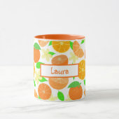 Aangepaste naam van het oranje fruitpatroon bevest mok (Midden)